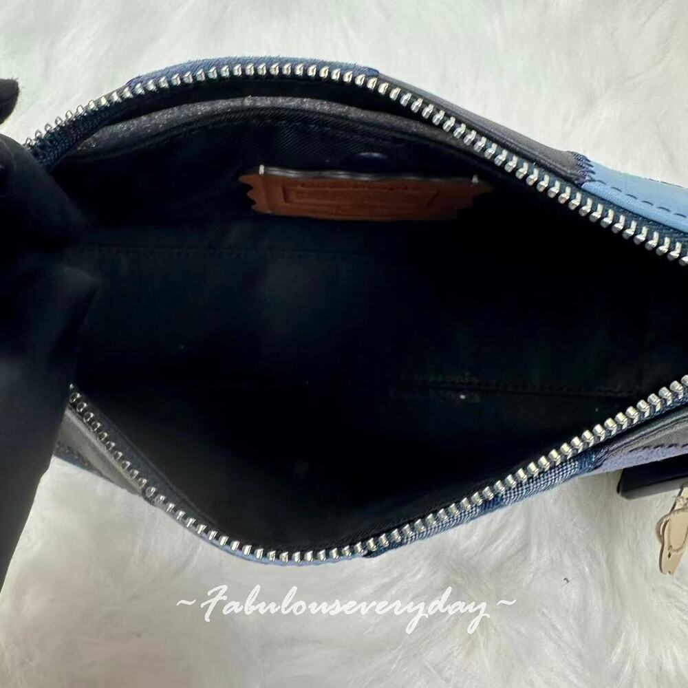 Coach Small Slouchy Alter Ego Shoulder Bag Patchwork Sig Leather Blue CFF99 NWT - Picture 8 of 8